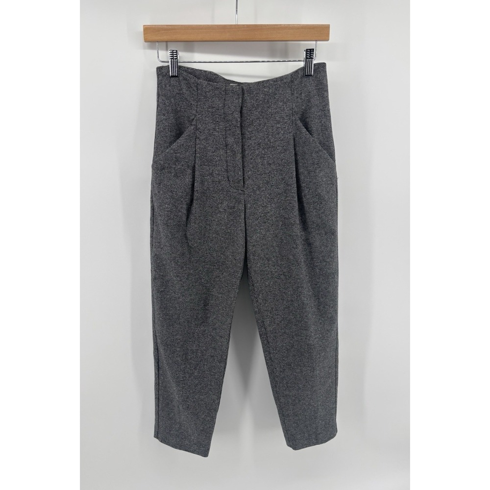 Aritzia Wilfred Allant Tweed Pleated Trouser Sz 2 High Rise Crop Wool Cashmere